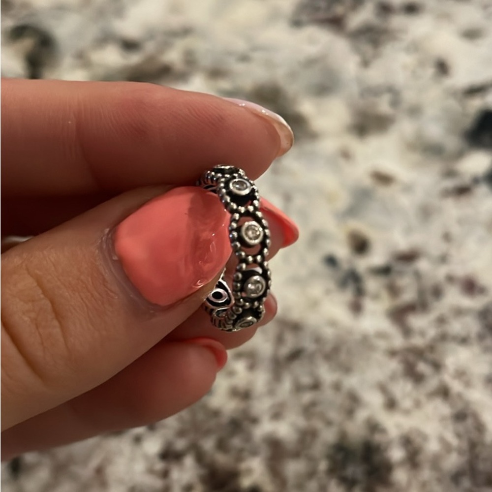 Pandora Sterling Silver Her Majesty Light Pink Cz Ring Band
